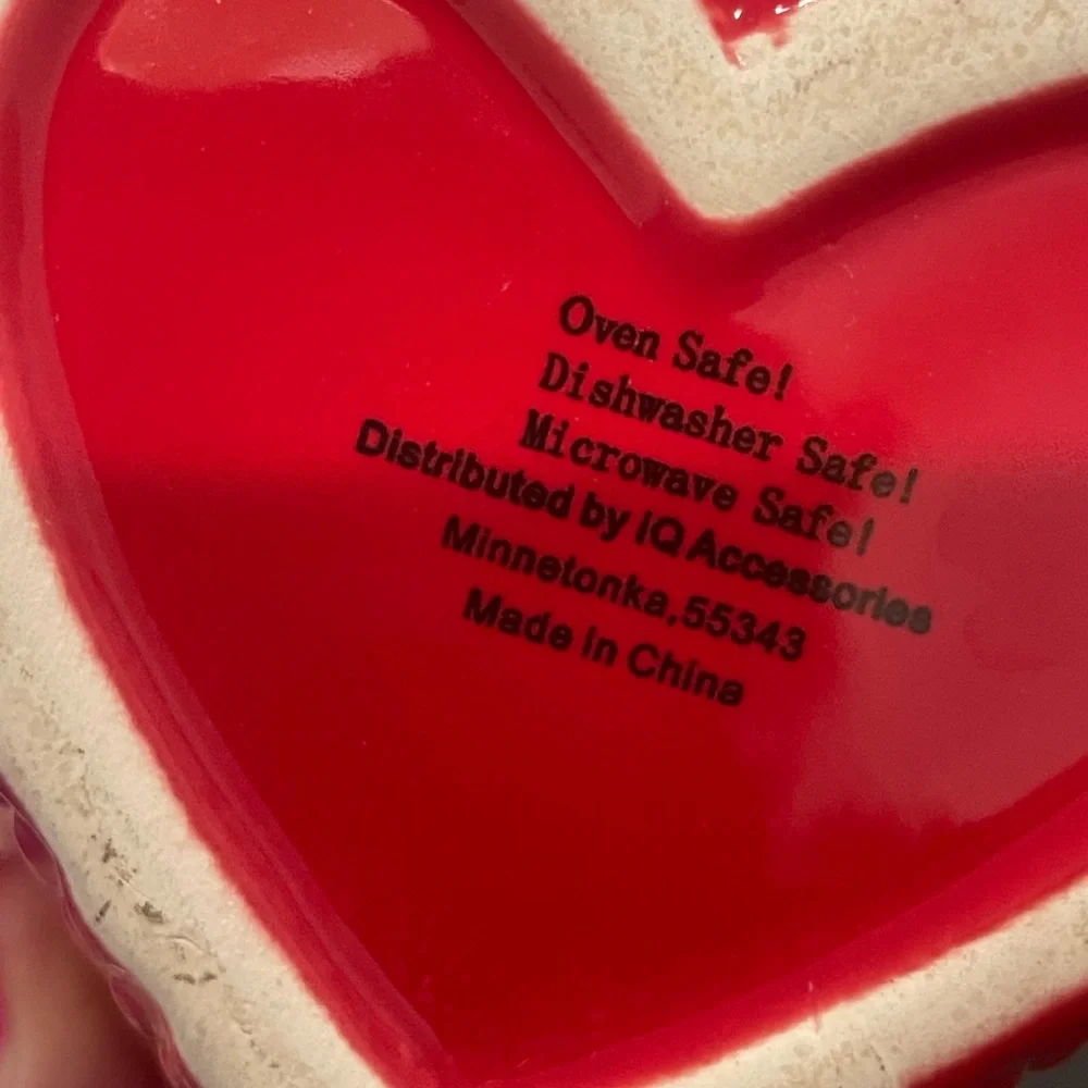 Vintage Red Heart Shaped Ceramic Ramekin Bowl